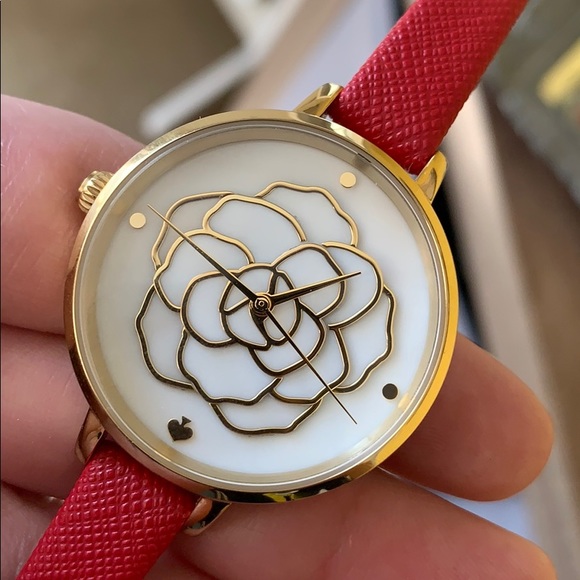 NWOT Kate Spade Red and Gold Rose Watch